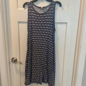 LOFT Knit Sleeveless Dress, Navy/White, S, EUC